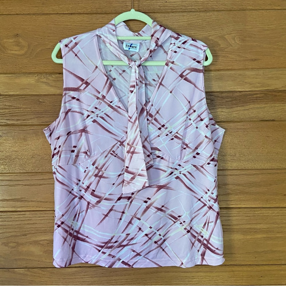 Vintage 90s Y2K Beware pink plaid tie front tank top